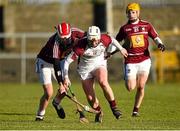 18 January 2015; Eanna Burke, Galway, in action against Kieran Duncan, left, and Shane Power, Westmeath. Bord na Mona Walsh Cup, Group 4, Round 2, Westmeath v Galway, Cusack Park, Mullingar, Co. Westmeath. Picture credit: Pat Murphy / SPORTSFILE