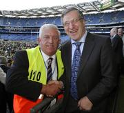 16 September 2007; Ard Stiœirthoir of the GAA Liam Mulvihill with John Crosbie at the Bank of Ireland Senior Football Championship Final, Kerry v Cork, Croke Park, Dublin. Picture credit; Ray McManus / SPORTSFILE