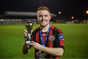 1 November 2017; Man of the Match, Jamie Hamilton of Bohemians with his award after the SSE Airtricity National Under 19 League Final match between Bohemians and St Patrick's Athletic at Dalymount Park in Dublin. Photo by Piaras Ó Mídheach/Sportsfile
