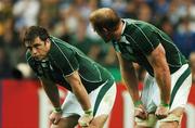 21 September 2007; Marcus Horan, left, and Paul O'Connell, Ireland. 2007 Rugby World Cup, Pool D, Ireland v France, The Stade de France, Saint Denis, Paris, France. Picture credit; Brendan Moran / SPORTSFILE