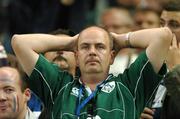21 September 2007; An Irish fan after the final whistle against France. 2007 Rugby World Cup, Pool D, Ireland v France, The Stade de France, Saint Denis, Paris, France. Picture credit; Matt Browne / SPORTSFILE