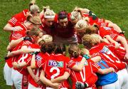 23 September 2007; Cork players form a huddle priot to the start of the TG4 All-Ireland Ladies Senior Football Championship Final match between Cork and Mayo at Croke Park in Dublin. Photo by David Maher/Sportsfile