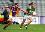 23 September 2007; Anna Conlan, Leitrim, in action against Aoife Waters, Wexford. TG4 All-Ireland Ladies Intermediate Football Championship Final, Wexford v Leitrim, Croke Park, Dublin. Picture credit; Brian Lawless / SPORTSFILE