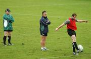 24 September 2007; Ireland's Geordan Murphy in action during squad training while watched by kicking coach Mark Tainton, centre, and head coach Eddie O'Sullivan. 2007 Rugby World Cup, Pool D, Irish Squad Training, Stade Bordelais, Bordeaux, France. Picture credit: Brendan Moran / SPORTSFILE