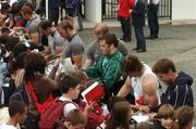 24 September 2007; Ireland players, including Ronan O'Gara, Simon Easterby, Marcus Horan, Paul O'Connell, Stephen Ferris, Girvan Dempsey, Gavin Duffy and Donncha O'Callaghan sign autographs for French school children after squad training. 2007 Rugby World Cup, Pool D, Irish Squad Training, Stade Bordelais, Bordeaux, France. Picture credit: Brendan Moran / SPORTSFILE