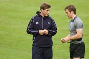 24 September 2007; Ireland out-half Ronan O'Gara, left, in conversation with scrum-half Eoin Reddan during squad training. 2007 Rugby World Cup, Pool D, Irish Squad Training, Stade Bordelais, Bordeaux, France. Picture credit: Brendan Moran / SPORTSFILE