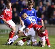 24 September 2007; Mark Holland, Cliftonville, in action against Paul McAreavey, Linfield. Carnegie Premier League, Cliftonville v Linfield. Solitude, Belfast, Co. Antrim. Picture credit; Oliver McVeigh / SPORTSFILE