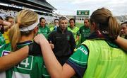 23 September 2007; London manager Johnny Wilson talking to his team before the start of the game. TG4 All-Ireland Ladies Junior Football Championship Final, London v Kilkenny, Croke Park, Dublin. Picture credit; Paul Mohan / SPORTSFILE