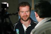 25 September 2007; Ireland's Geordan Murphy is interviewed during a press conference. Ireland Rugby Press Conference, 2007 Rugby World Cup, Sofitel Bordeaux Aquitania, Bordeaux, France. Picture credit: Brendan Moran / SPORTSFILE