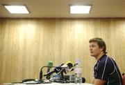 25 September 2007; Ireland captain Brian O'Driscoll speaking at a press conference. Ireland Rugby Press Conference, 2007 Rugby World Cup, Sofitel Bordeaux Aquitania, Bordeaux, France. Picture credit: Brendan Moran / SPORTSFILE