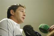 26 September 2007; Ireland's David Wallace speaking at a press conference. Ireland Rugby Press Conference, 2007 Rugby World Cup, Sofitel Bordeaux Aquitania, Bordeaux, France. Picture credit: Brendan Moran / SPORTSFILE