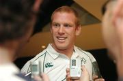 26 September 2007; Ireland's Paul O'Connell speaking at a press conference. Ireland Rugby Press Conference, 2007 Rugby World Cup, Sofitel Bordeaux Aquitania, Bordeaux, France. Picture credit: Brendan Moran / SPORTSFILE