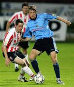 21 September 2007; Shane McFaul, UCD, in action against Ruairdhi Higgins, Derry City. FAI Ford Cup Quarter Final, Derry City v UCD, Brandywell, Derry. Picture credit; Oliver McVeigh / SPORTSFILE