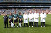 23 September 2007; Referee Brendan Gallagher with his officials and umpires. TG4 All-Ireland Ladies Intermediate Football Championship Final, Wexford v Leitrim, Croke Park, Dublin. Picture credit; Brian Lawless / SPORTSFILE