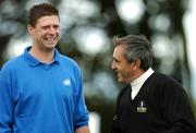 26 September 2007; Seve Ballesteros and former Irish soccer international Niall Quinn on the 11th tee box. The Seve Trophy, Pro-Am, The Heritage Golf & Spa Resort, Killenard, Co. Laois. Picture credit: Matt Browne / SPORTSFILE