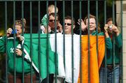 27 September 2007; Ireland fans stand outside the gates of the training complex during Ireland squad training. 2007 Rugby World Cup, Pool D, Irish Squad Training, Stade Bordelais, Bordeaux, France. Picture credit: Brendan Moran / SPORTSFILE