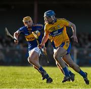 18 January 2015; Conor Ryan, Clare, in action against Ronan Maher, Tipperary. Waterford Crystal Cup, Quarter-Final, Clare v Tipperary, O'Garney Park, Sixmilebridge, Co. Clare. Picture credit: Diarmuid Greene / SPORTSFILE