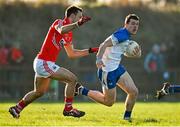 18 January 2015; Gavin Nugent, Waterford, in action against Kevin O'Driscoll, Cork. McGrath Cup, Semi-Final, Cork v Waterford, Clashmore, Co. Waterford. Picture credit: Matt Browne / SPORTSFILE