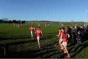 18 January 2015; Cork players make their way onto the pitch for the start of the second half against Waterford. McGrath Cup, Semi-Final, Cork v Waterford, Clashmore, Co. Waterford. Picture credit: Matt Browne / SPORTSFILE