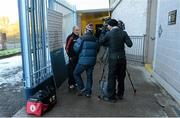 18 January 2015; Mickey Harte, Tyrone manager particapating in a TV interview. Bank of Ireland Dr McKenna Cup, Group C, Round 3, Tyrone v Antrim, St. Tiernach's Park, Clones, Co. Tyrone. Picture credit: Oliver McVeigh / SPORTSFILE