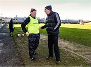 18 January 2015; Westmeath manager Michael Ryan, left, and Galway manager Anthony Cunningham in jovial mood before the game. Bord na Mona Walsh Cup, Group 4, Round 2, Westmeath v Galway, Cusack Park, Mullingar, Co. Westmeath. Picture credit: Pat Murphy / SPORTSFILE