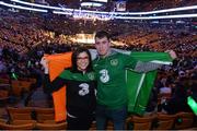 18 January 2015; Irish UFC fans Kristie Spencer and Paul Smith, Washington DC, ahead of the UFC Fight Night at the TD Garden, Boston, Massachusetts, USA.  Picture credit: Ramsey Cardy / SPORTSFILE