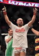 18 January 2015; Cathal Pendred celebrates after defeating Sean Spencer in their welterweight bout. UFC Fight Night, Cathal Pendred v Sean Spencer, TD Garden, Boston, Massachusetts, USA. Picture credit: Ramsey Cardy / SPORTSFILE