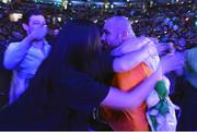 18 January 2015; Cathal Pendred is greeted by family members after his victory over Sean Spencer. UFC Fight Night, Cathal Pendred v Sean Spencer, TD Garden, Boston, Massachusetts, USA. Picture credit: Ramsey Cardy / SPORTSFILE