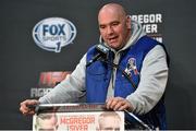 18 January 2015; UFC President Dana White speaking during a post-fight press conference. UFC Fight Night, Conor McGregor v Dennis Siver, TD Garden, Boston, Massachusetts, USA. Picture credit: Ramsey Cardy / SPORTSFILE