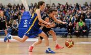 19 January 2015; Orla Casey, St Vincent's Secondary School Cork, in action against Ciara Murray, Christ King Cork. All-Ireland Schools Cup U19A Girls Final, St Vincent's Secondary School Cork v Christ King Cork. National Basketball Arena, Tallaght, Dublin. Picture credit: Barry Cregg / SPORTSFILE