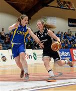 19 January 2015; Edel Thornton, St Vincent's Secondary School Cork, in action against Ciara McCarthy, Christ King Cork. All-Ireland Schools Cup U19A Girls Final, St Vincent's Secondary School Cork v Christ King Cork. National Basketball Arena, Tallaght, Dublin. Picture credit: Barry Cregg / SPORTSFILE