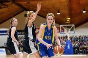 19 January 2015; Orla Casey, Christ King Cork, in action against Emma Browne, St Vincent's Secondary School Cork. All-Ireland Schools Cup U19A Girls Final, St Vincent's Secondary School Cork v Christ King Cork. National Basketball Arena, Tallaght, Dublin. Picture credit: Barry Cregg / SPORTSFILE