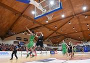 19 January 2015; Mathias Traulsen, St Eunan's College, in action against Aaron Whelan, left, and Jason Dempsey, Ard Scoil Rathangan. All-Ireland Schools Cup U19A Boys Final, St Eunan's College v Ard Scoil Rathangan. National Basketball Arena, Tallaght, Dublin. Picture credit: Barry Cregg / SPORTSFILE