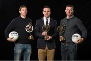 19 January 2015; AIB, sponsor to both the GAA and Camogie Club Championships, has today honoured eleven club players from Camogie, Hurling and Football at #TheToughest club player awards. Voted for by national and regional GAA media, the players were selected based on their overall performance throughout the 2014/15 club season. Pictured at the awards are footballers Gary Sice, Corofin, Co. Galway, left, Ger Brennan, St Vincents, Dublin, centre, and Patsy Bradley, Slaughtneil, Co. Derry. For exclusive content and to see why the AIB Club Championships are #TheToughest follow us @AIB_GAA and on Facebook at facebook.com/AIBGAA. AIB #TheToughest Awards, Croke Park, Dublin. Photo by Sportsfile