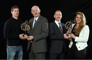 19 January 2015; AIB, sponsor to both the GAA and Camogie Club Championships, has today honoured eleven club players from Camogie, Hurling and Football at #TheToughest club player awards. Voted for by national and regional GAA media, the players were selected based on their overall performance throughout the 2014/15 club season. Pictured at the awards are, from left, footballer Gary Sice, Corofin GAA Club, Co. Galway, Denis O'Callaghan, Head of AIB Branch Banking, Brian Keating, AIB Brand Director, and Rachel Monaghan, Mullagh GAA Club, Co. Galway. For exclusive content and to see why the AIB Club Championships are #TheToughest follow us @AIB_GAA and on Facebook at facebook.com/AIBGAA. AIB #TheToughest Awards, Croke Park, Dublin. Photo by Sportsfile