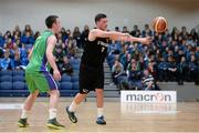 19 January 2015; Andrew McGeever, St Eunan's College, in action against Aaron Whelan, Ard Scoil Rathangan. All-Ireland Schools Cup U19A Boys Final, St Eunan's College v Ard Scoil Rathangan. National Basketball Arena, Tallaght, Dublin. Picture credit: Barry Cregg / SPORTSFILE