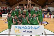 19 January 2015; The Ard Scoil Rathangan team celebrate with the cup after the game. All-Ireland Schools Cup U19A Boys Final, St Eunan's College v Ard Scoil Rathangan. National Basketball Arena, Tallaght, Dublin. Picture credit: Barry Cregg / SPORTSFILE