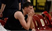 19 January 2015; A dejected Andrew Mcgeever, St Eunan's College, after the game. All-Ireland Schools Cup U19A Boys Final, St Eunan's College v Ard Scoil Rathangan. National Basketball Arena, Tallaght, Dublin. Picture credit: Barry Cregg / SPORTSFILE