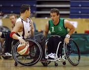 24 September 2007; Karlis Gabranovs, Latvia, in action against Mark Barry, Ireland. Ireland v Latvia, European Wheelchair Basketball Championships 2007, Basketball Arena, Tallaght, Dublin. Photo by Sportsfile