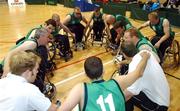 24 September 2007; The Ireland team in a team talk before the start of the game. Ireland v Latvia, European Wheelchair Basketball Championships 2007, Basketball Arena, Tallaght, Dublin. Photo by Sportsfile