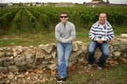 26 September 2007; Members of the Irish squad Gordon D'Arcy, left, and Frankie Sheahan on a visit to the famous vineyards of Saint-Emilion, in the south of France, during a rest day ahead of their Pool D game against Argentina on Sunday next. Saint Emilion, France. Picture credit: Brendan Moran / SPORTSFILE