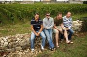 26 September 2007; Members of the Irish squad, from left, David Wallace, Gordon D'Arcy, Malcolm O'Kelly and Frankie Sheahan on a visit to the famous vineyards of Saint-Emilion, in the south of France, during a rest day ahead of their Pool D game against Argentina on Sunday next. Saint Emilion, France. Picture credit: Brendan Moran / SPORTSFILE