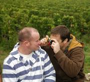 26 September 2007; Irish prop Marcus Horan, right, takes a photograph of team-mate Frankie Sheahan on a visit to the famous vineyards of Saint-Emilion, in the south of France, during a rest day ahead of their Pool D game against Argentina on Sunday next. Saint Emilion, France. Picture credit: Brendan Moran / SPORTSFILE