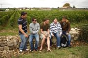26 September 2007; Members of the Irish squad, from left, David Wallace, Gordon D'Arcy, Malcolm O'Kelly, Frankie Sheahan and Marcus Horan on a visit to the famous vineyards of Saint-Emilion, in the south of France, during a rest day ahead of their Pool D game against Argentina on Sunday next. Saint Emilion, France. Picture credit: Brendan Moran / SPORTSFILE