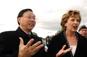 26 September 2007; President Mary McAleese pictured with Chinese Ambassador to Ireland Mr. Zhang Xinsen at a ceremony to mark the final leg of the Irish Law Enforcement Torch Run Ceremony in aid of Special Olympics Ireland. This event is the final send off for TEAM Ireland before they depart for the Special Olympics World Summer Games. The 2007 Special Olympics World Summer Games will take place in Shanghai, China from 2nd October 2007 to the 11th October 2007. Westmanstown, Dublin. Picture credit: David Maher / SPORTSFILE