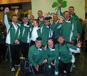 27 September 2007; On their way! Ireland's Basketball Team pictured at Dublin Airport prior to boarding Aer Lingus sponsored flight to London Heathrow en route to the Special Olympics World Summer Games. The 2007 Special Olympics World Summer Games will take place in Shanghai from the 2nd October to the 11th October 2007. Ireland will be represented by a team of 143 athletes and 55 coaches who will participate in 11 sports. Dublin Airport, Dublin. Picture credit: Caroline Quinn / SPORTSFILE
