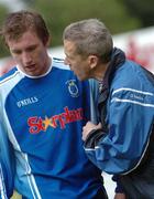18 August 2007; Dungannon Swifts manager Harry Fay chats with Mark McAllister. CIS Insurance Cup, Group A, Dungannon Swifts v Linfield, Stangmore Park, Dungannon, Co. Tyrone. Picture credit: Michael Cullen / SPORTSFILE