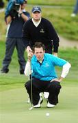 28 September 2007; Nick Dougherty and Graeme Storm, GB&I, line up a putt on the 18th green. The Seve Trophy, Fourball, The Heritage Golf & Spa Resort, Killenard, Co. Laois. Picture credit: Matt Browne / SPORTSFILE