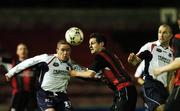 28 September 2007; Richie Baker, left and Paul Keegan, Drogheda United, in action against Robbie Martin, Longford Town. eircom League of Ireland Premier Division, Longford Town v Drogheda United, Flancare Park, Longford. Picture credit; David Maher / SPORTSFILE