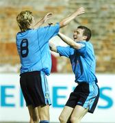 28 September 2007; Conan Byrne, right, UCD, celebrates after scoring his side's second goal with team-mate Shane McFaull. eircom League of Ireland Premier Division, UCD v Waterford United, Belfield Park, Dublin.  Picture credit; Paul Mohan / SPORTSFILE
